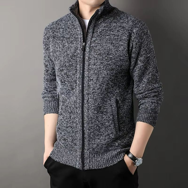 UrbanEdge Mens StandUp Collar Knit Cardigan  Slim Fit Winter Sweater Jacket 6