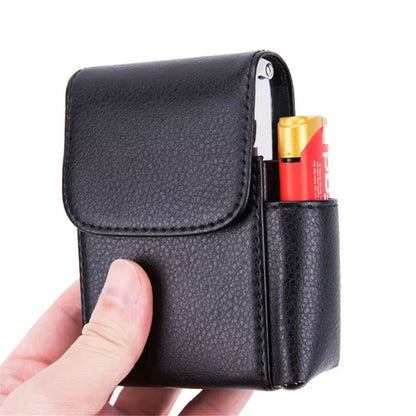 EliteFlame Leather Cigarette Case With Builtin Lighter  20pcs PU Smoking Accessory For Men 2