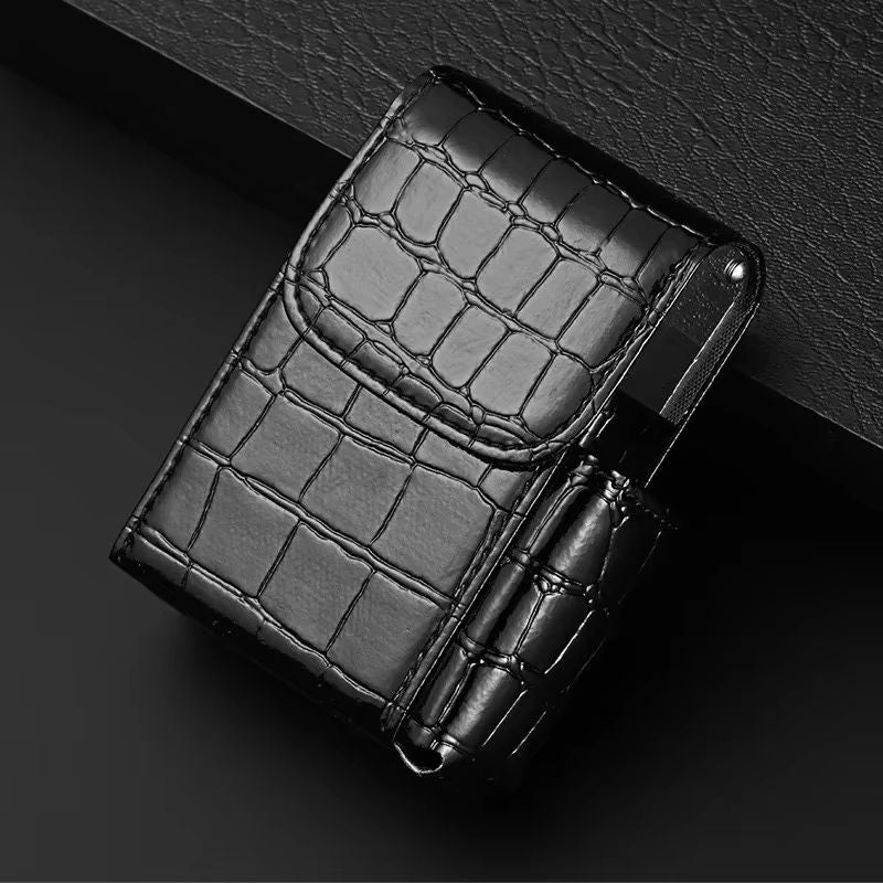 EliteFlame Leather Cigarette Case With Builtin Lighter  20pcs PU Smoking Accessory For Men 4