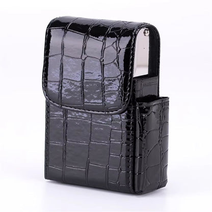 EliteFlame Leather Cigarette Case With Builtin Lighter  20pcs PU Smoking Accessory For Men 10