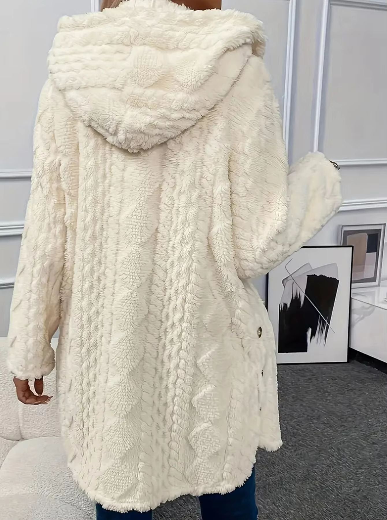 CozyChic Womens Plush Winter Jacket  Thickened Solid Color Button Casual Coat 4