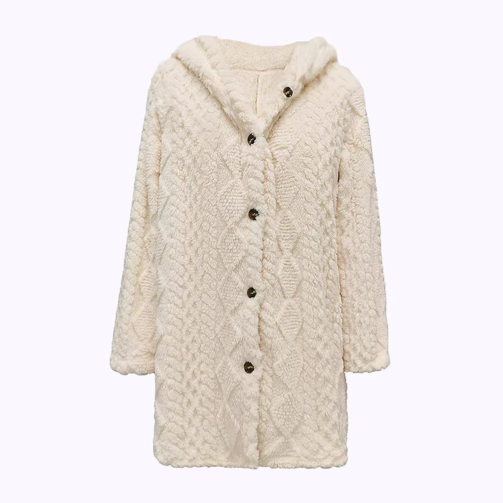CozyChic Womens Plush Winter Jacket  Thickened Solid Color Button Casual Coat 5