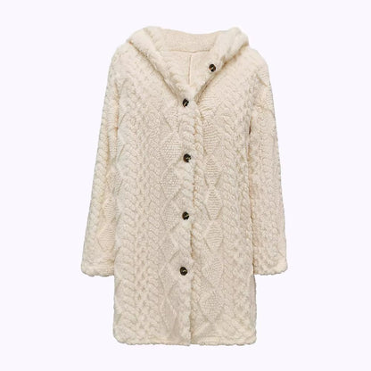 CozyChic Womens Plush Winter Jacket  Thickened Solid Color Button Casual Coat 5