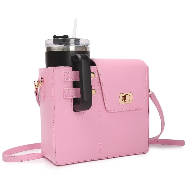 CarryEase Water Bottle Carrying Bag  Strap Style Stanley Tumbler Pouch  Coffee Cup Sleeve 1