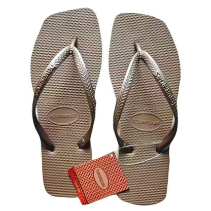 Coastal Luxe Womens Square Toe Sandals  Rubber Outdoor Beach Flip Flops  Casual Slippers 3