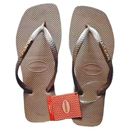 Coastal Luxe Womens Square Toe Sandals  Rubber Outdoor Beach Flip Flops  Casual Slippers 6