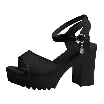Eleve Chic Women's Platform Wedge Sandals – Peep Toe High Heels with Buckle Strap