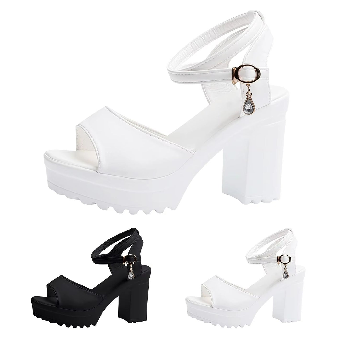 Eleve Chic Womens Platform Wedge Sandals  Peep Toe High Heels With Buckle Strap 2