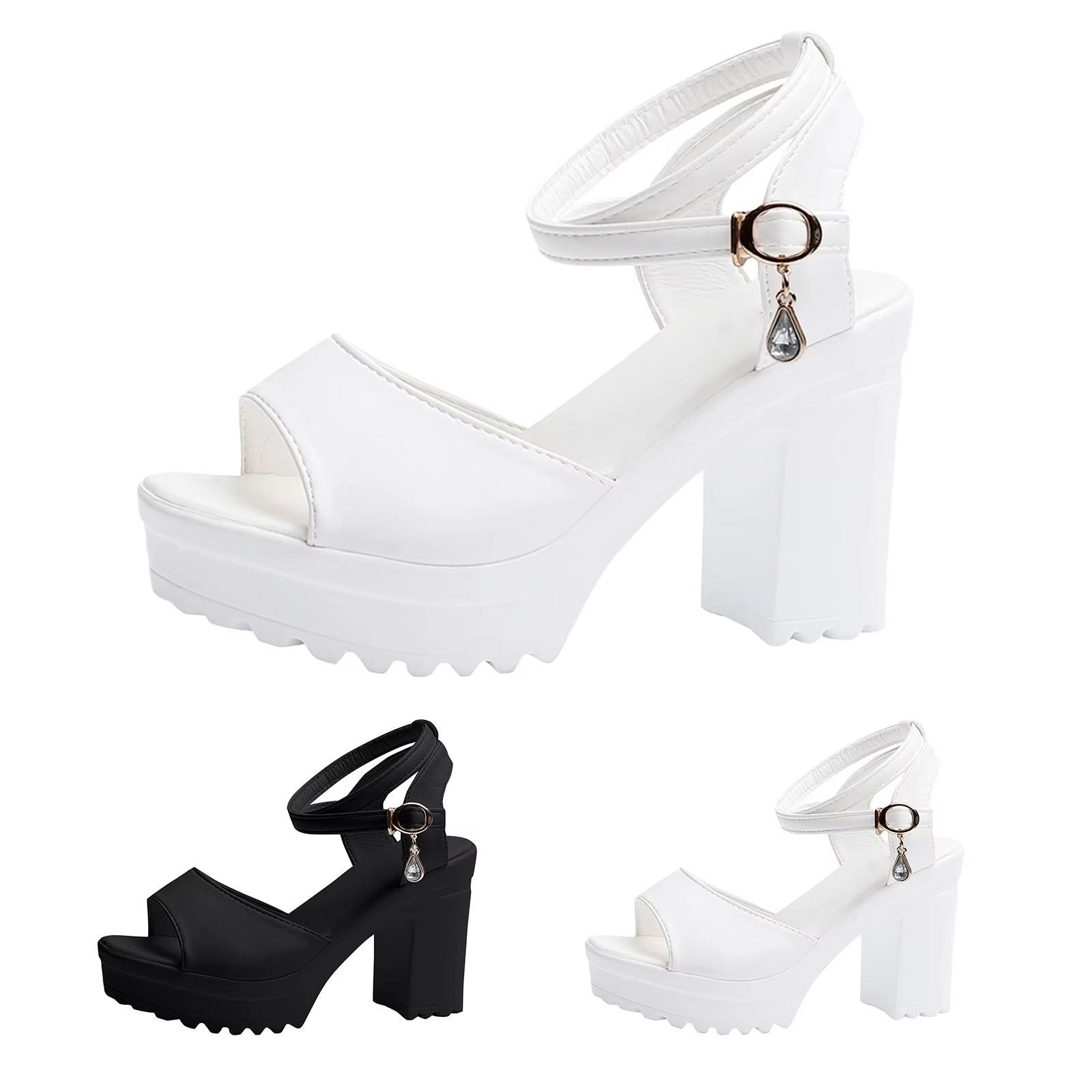 Eleve Chic Womens Platform Wedge Sandals  Peep Toe High Heels With Buckle Strap 2