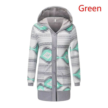 Cozy Striped Hooded Womens Cardigan  Plush Lined Long Sleeve Autumn Winter Sweater Coat 10