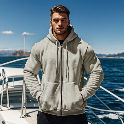 Mens Thick Hooded ZipUp Sweatshirt  Warm Comfortable And Sporty For Autumn  Winter 3