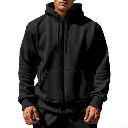 Mens Thick Hooded ZipUp Sweatshirt  Warm Comfortable And Sporty For Autumn  Winter 7