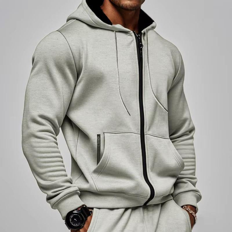 Mens Thick Hooded ZipUp Sweatshirt  Warm Comfortable And Sporty For Autumn  Winter 8