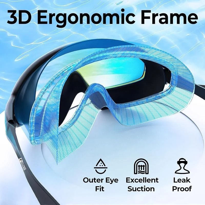 Large Frame Adult Swim Goggles With AntiFog Coated Lens And UV Protection 2