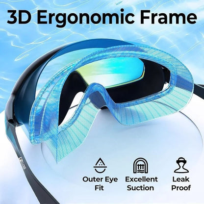 Large Frame Adult Swim Goggles With AntiFog Coated Lens And UV Protection 2