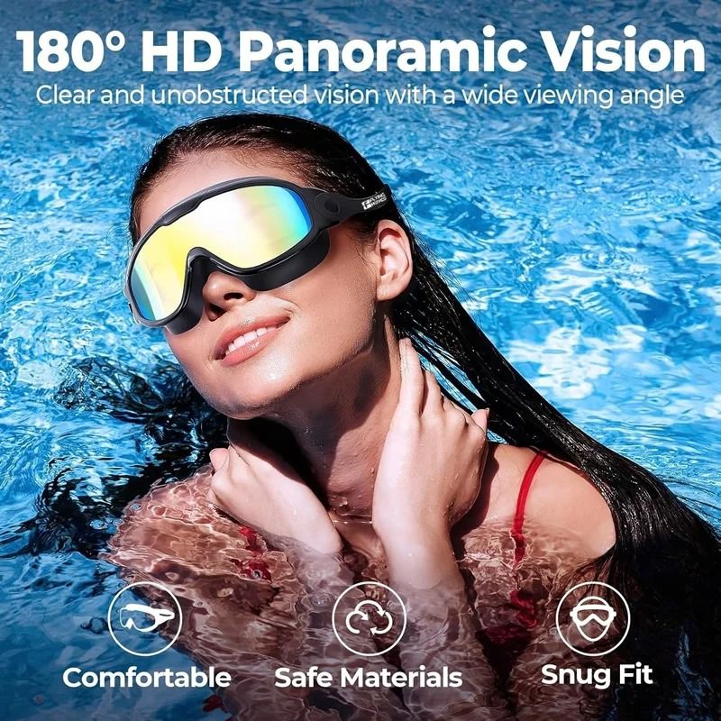Large Frame Adult Swim Goggles With AntiFog Coated Lens And UV Protection 3