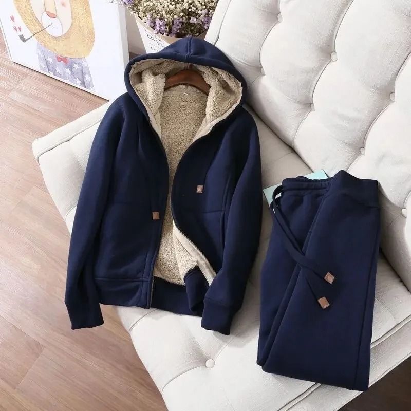 Plus Size Womens Fleece Lined Thickened Sportsuit Loose Fit 2 Piece Set 6