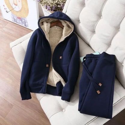 Plus Size Womens Fleece Lined Thickened Sportsuit Loose Fit 2 Piece Set 6