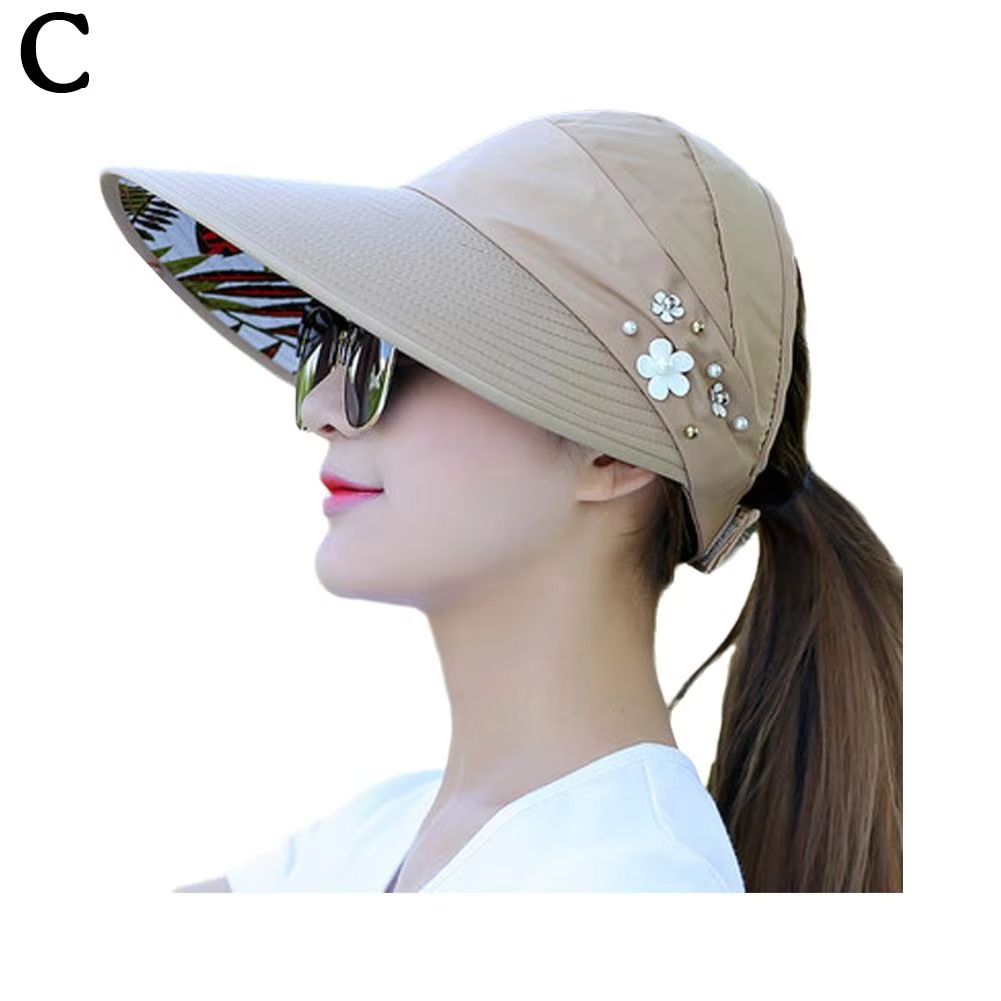 Womens Wide Brim Foldable Sun Hat  AntiUV Beach Visor Cap For Summer Vacation 9