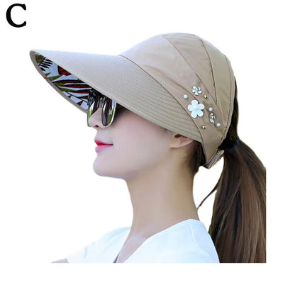 Womens Wide Brim Foldable Sun Hat  AntiUV Beach Visor Cap For Summer Vacation 9
