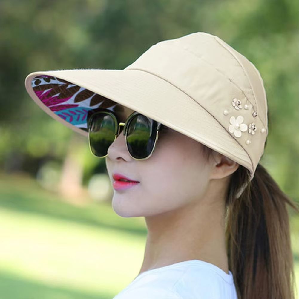 Womens Wide Brim Foldable Sun Hat  AntiUV Beach Visor Cap For Summer Vacation 1