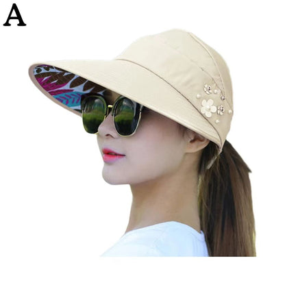 Womens Wide Brim Foldable Sun Hat  AntiUV Beach Visor Cap For Summer Vacation 7