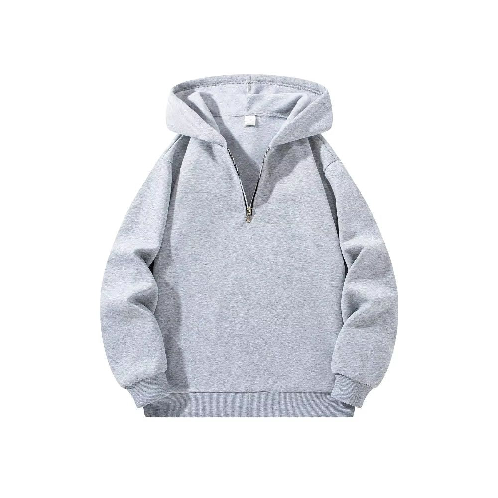 Mens HalfZip Hoodie  Solid Color Long Sleeve Pullover For Autumn  Casual Sportswear 2