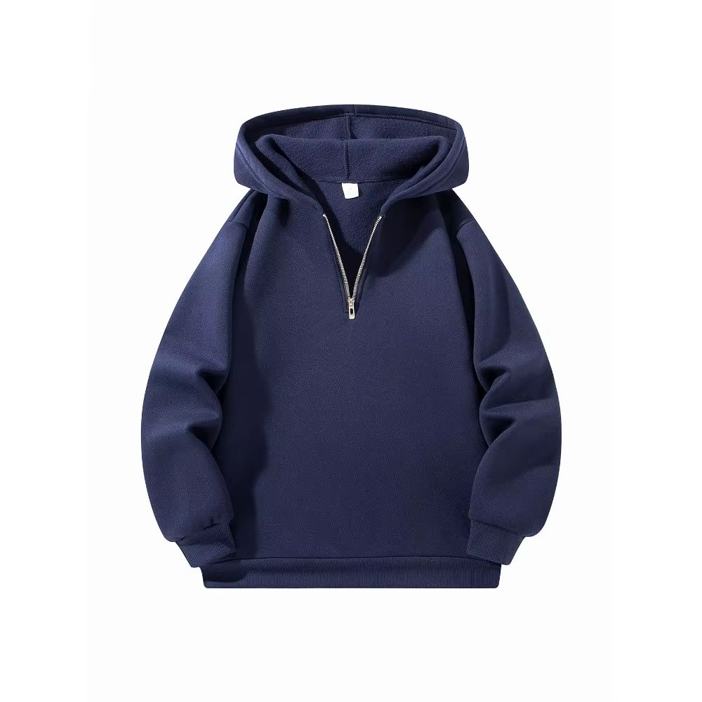 Mens HalfZip Hoodie  Solid Color Long Sleeve Pullover For Autumn  Casual Sportswear 3