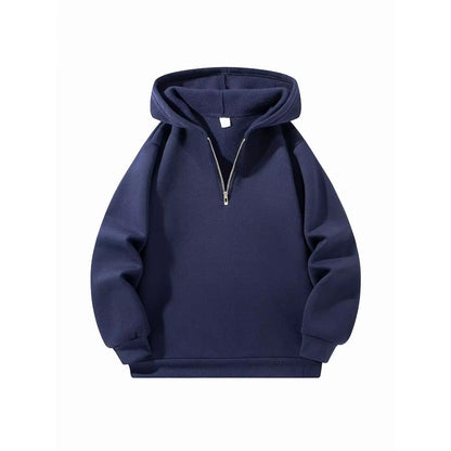 Mens HalfZip Hoodie  Solid Color Long Sleeve Pullover For Autumn  Casual Sportswear 3