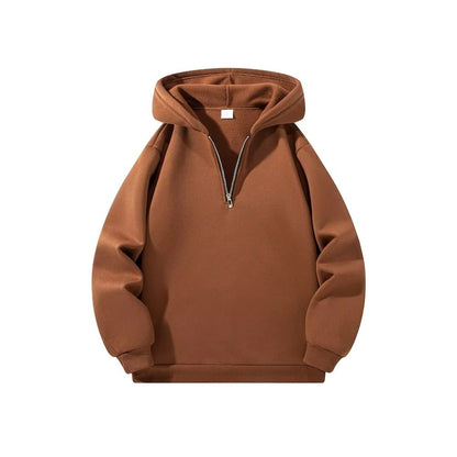 Mens HalfZip Hoodie  Solid Color Long Sleeve Pullover For Autumn  Casual Sportswear 7