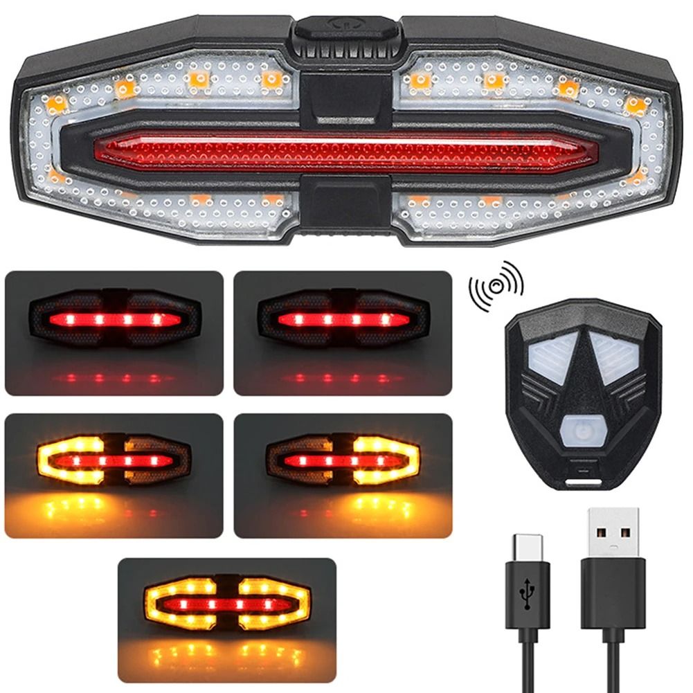 Rechargeable Bike Rear Light with Turn Signals and Remote Control