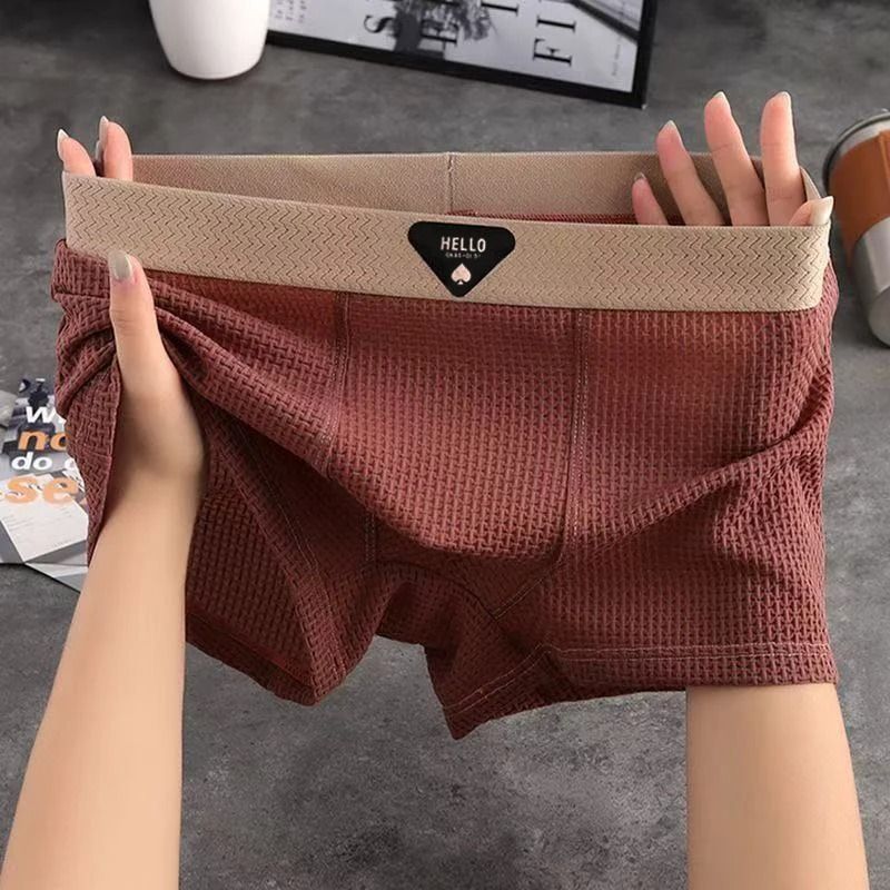 Ice Silk Boxer Shorts Breathable Mesh Underwear Plus Size 4pcs Set 4