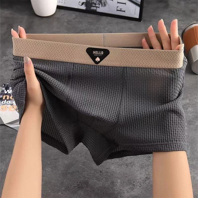 Ice Silk Boxer Shorts Breathable Mesh Underwear Plus Size 4pcs Set 5