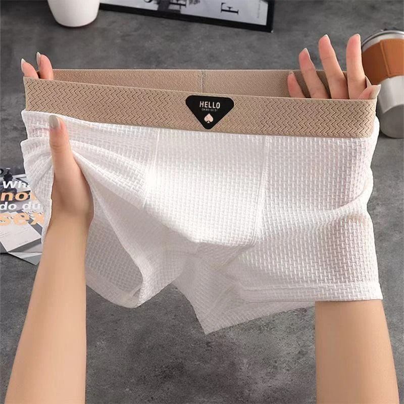 Ice Silk Boxer Shorts Breathable Mesh Underwear Plus Size 4pcs Set 6