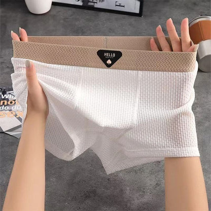 Ice Silk Boxer Shorts Breathable Mesh Underwear Plus Size 4pcs Set 6