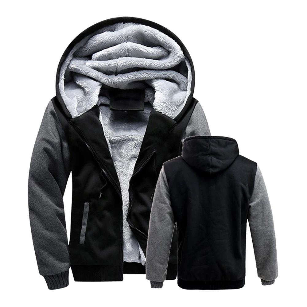 Mens Winter Fleece Hooded Jacket Warm Thick Zipper Coat 4