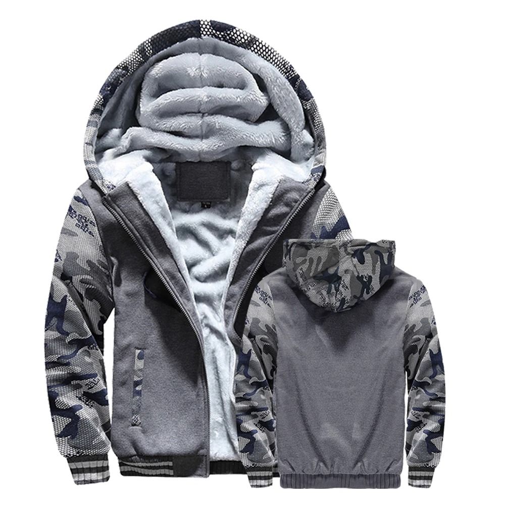 Mens Winter Fleece Hooded Jacket Warm Thick Zipper Coat 11