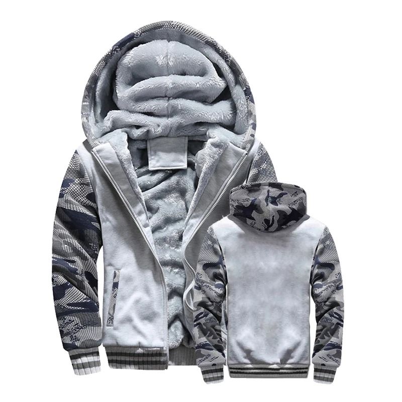 Mens Winter Fleece Hooded Jacket Warm Thick Zipper Coat 12