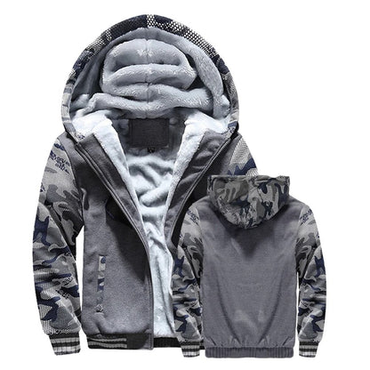 Mens Winter Fleece Hooded Jacket Warm Thick Zipper Coat 5