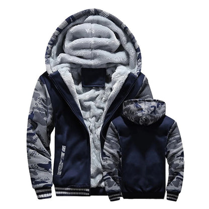 Mens Winter Fleece Hooded Jacket Warm Thick Zipper Coat 7