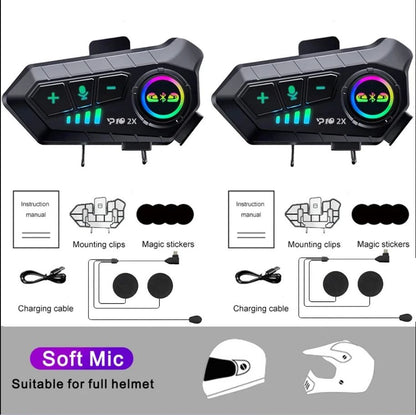 Wireless Bluetooth 53 Motorcycle Helmet Intercom Headset Waterproof 300m Speaker And Microphone Set 9