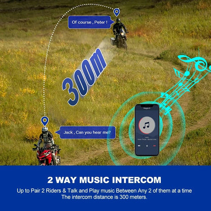 Wireless Bluetooth 53 Motorcycle Helmet Intercom Headset Waterproof 300m Speaker And Microphone Set 3