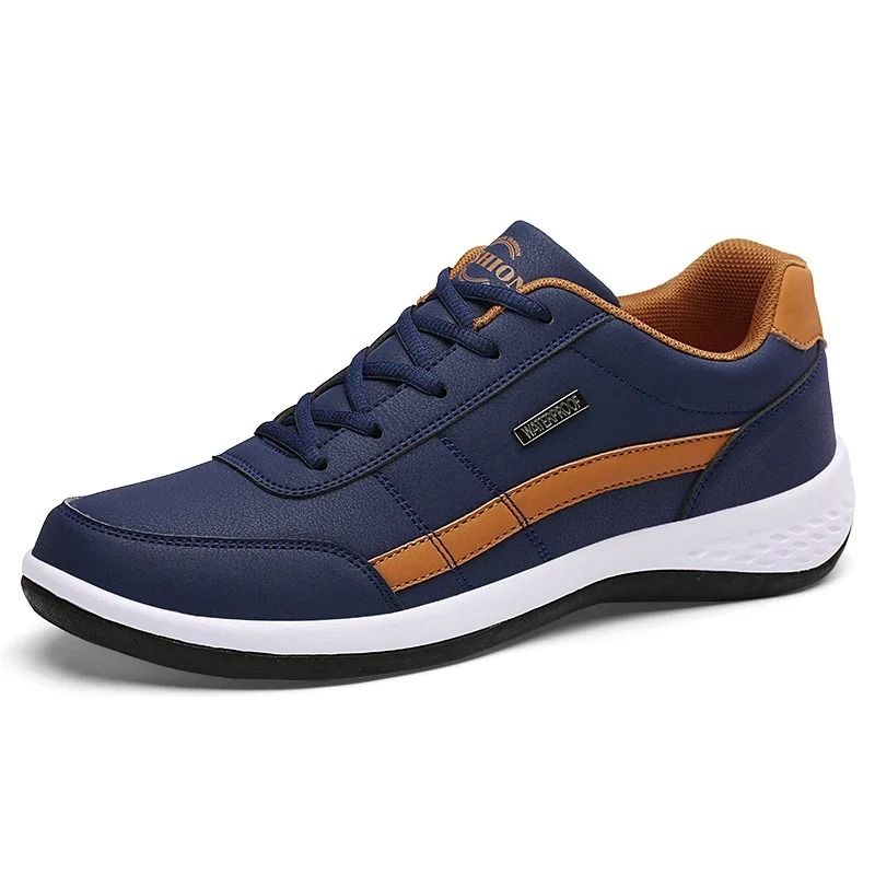 Waterproof Leather Casual Sneakers For Men Comfortable Lace Up Everyday Footwear 9