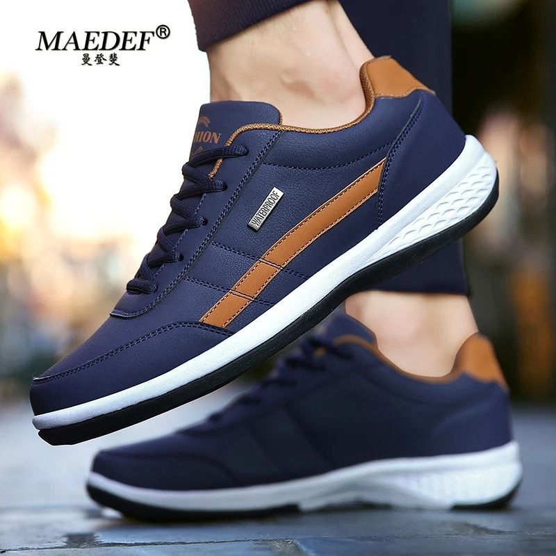 Waterproof Leather Casual Sneakers For Men Comfortable Lace Up Everyday Footwear 4