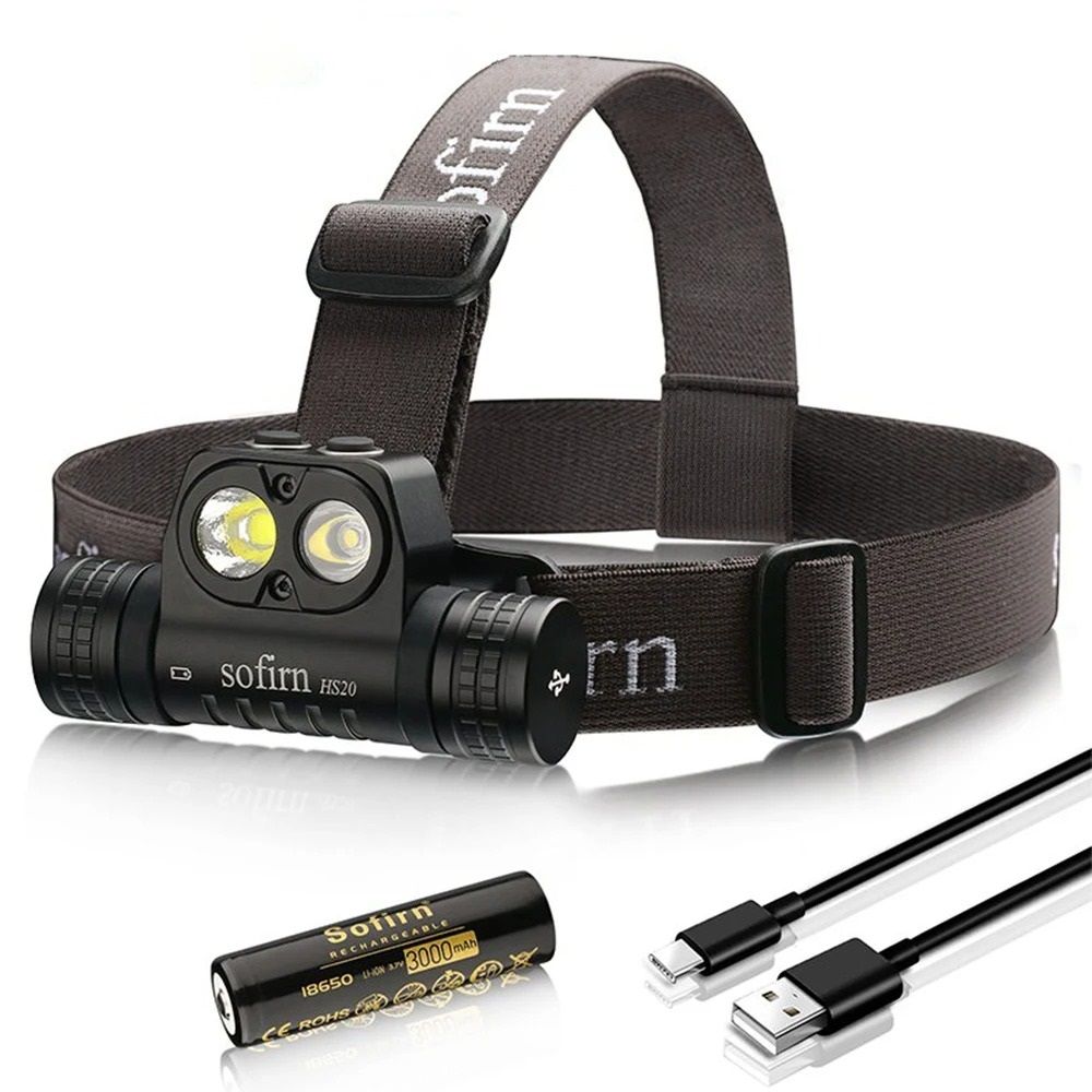 USB Rechargeable LED Headlamp with Dual Spotlight and Floodlight