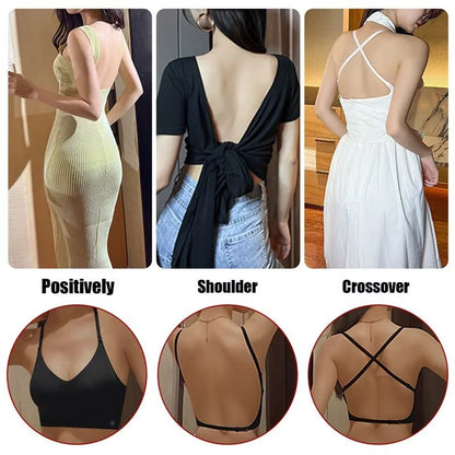 Invisible PushUp Bra  Backless Seamless LowCut Plunge Lingerie For Women 4