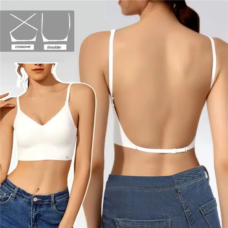 Invisible PushUp Bra  Backless Seamless LowCut Plunge Lingerie For Women 8