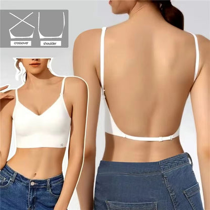 Invisible PushUp Bra  Backless Seamless LowCut Plunge Lingerie For Women 8