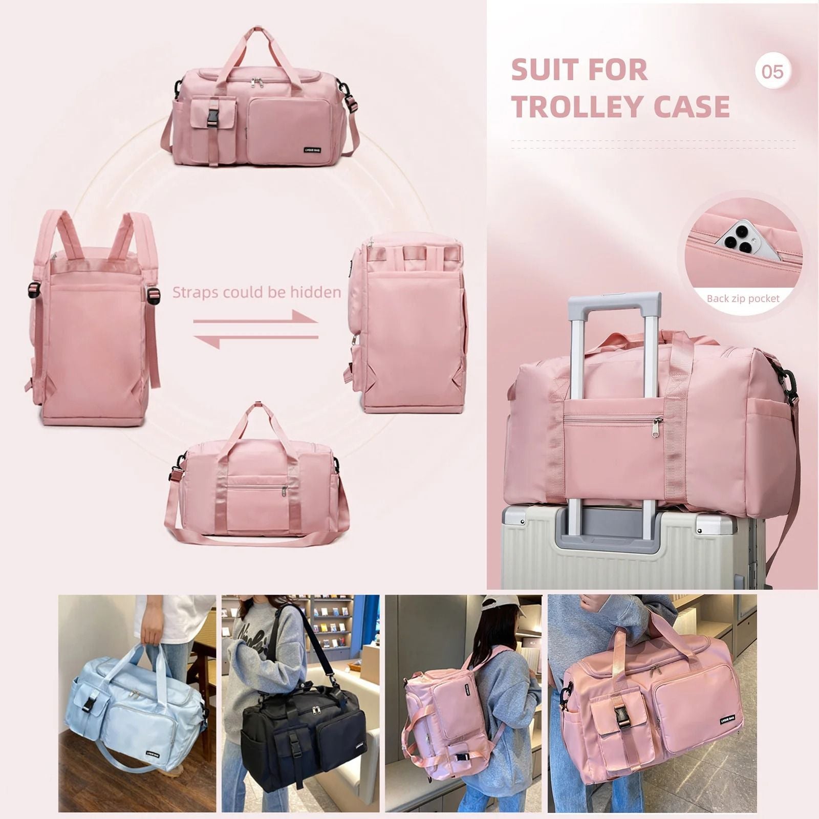 Large Capacity Dry And Wet Separation Sports And Travel Bag With Shoe Compartment 4