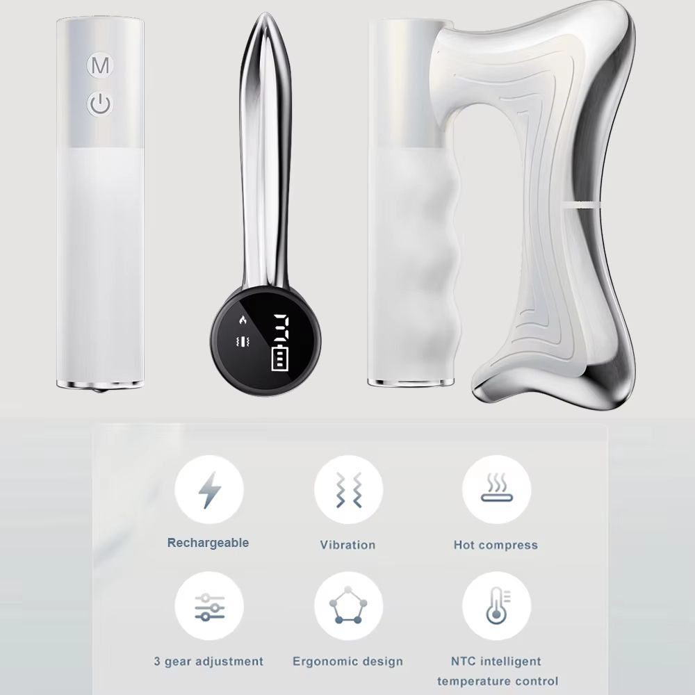 Electric Heating Fascia Knife  LCD Vibration Massager For Muscle Relaxation Warm Body Therapy  Lift 1